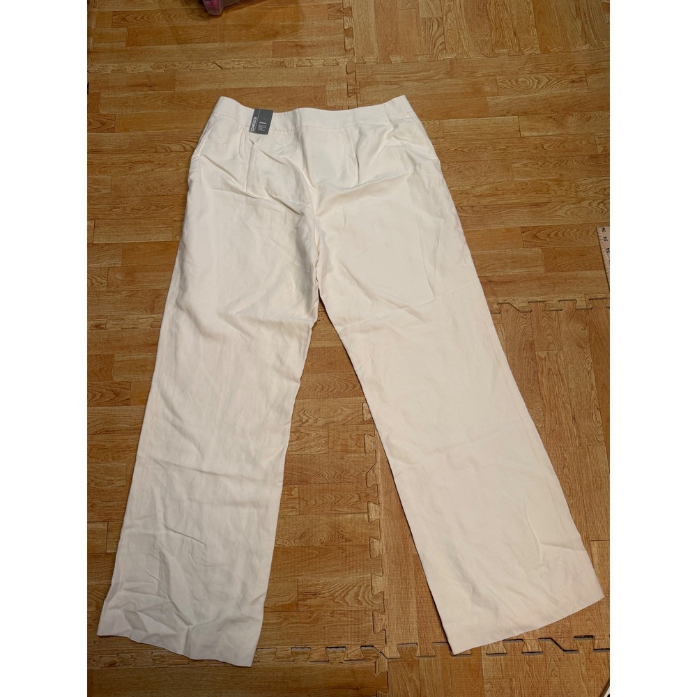 Chicos Original Silk Linen Blend Wide Leg Pants Cream Off White Size 2.5 NWT